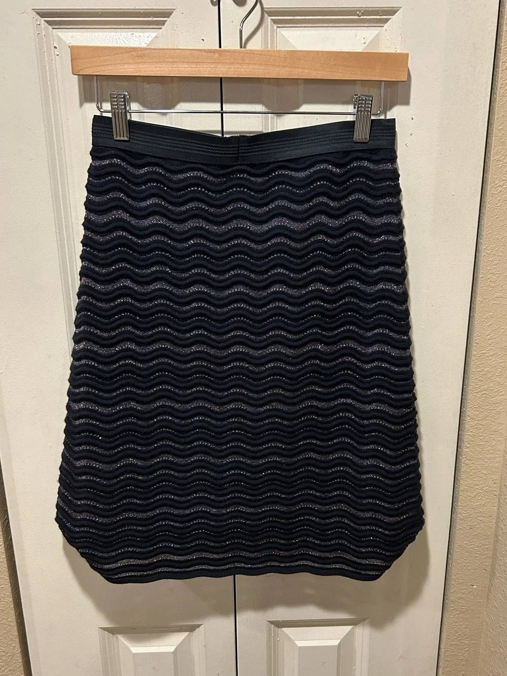 Tory Burch Merino Wool Striped Skirt Set Metallic Textured  , XS